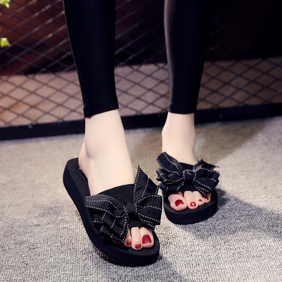 Papuci eleganti de dama cu panglica in albastru, negru si rosu