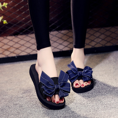 Papuci eleganti de dama cu panglica in albastru, negru si rosu