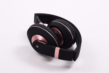 Стерео bluetooth слушалки модел SY-BT1609 сгъваеми с опция за AUX режим - черни с розово