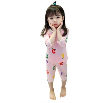 Детска пижама за момичета в три цвята от две части