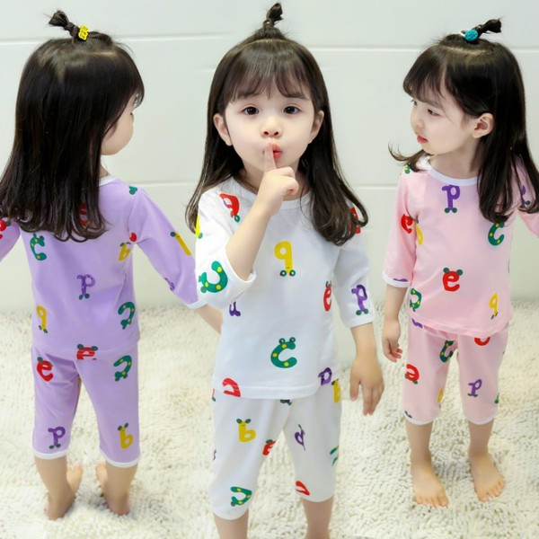 Gyermek pizsama lányoknak három színben két részben