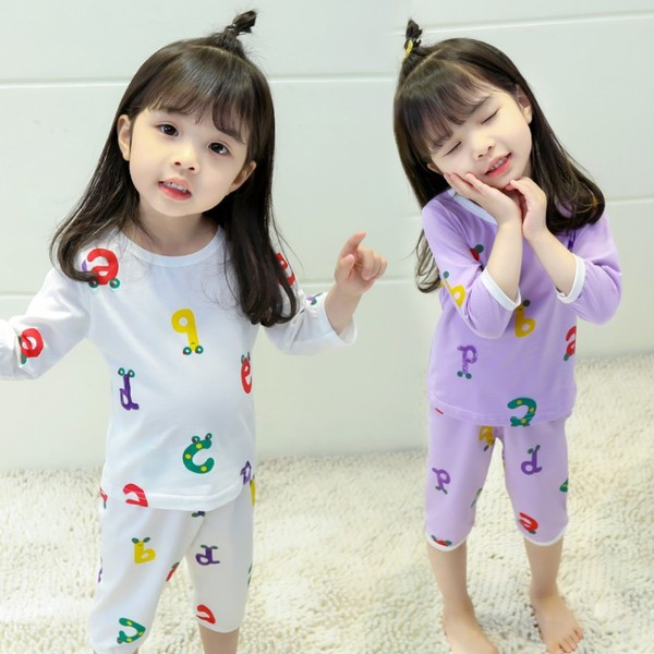 Gyermek pizsama lányoknak három színben két részben