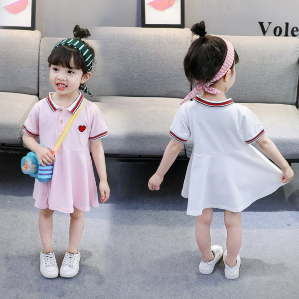 Alkalmi gyerekruha rózsaszín és fehér színben, hímzéssel