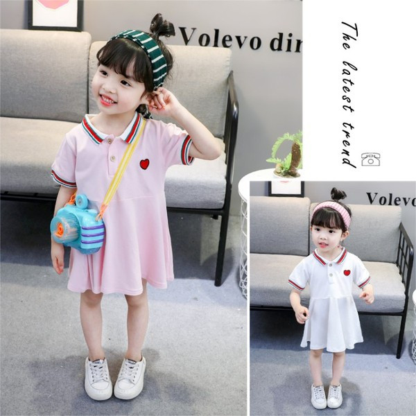 Alkalmi gyerekruha rózsaszín és fehér színben, hímzéssel