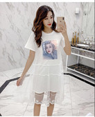 Alkalmi női ruha rátéttel és tüllel, három színben