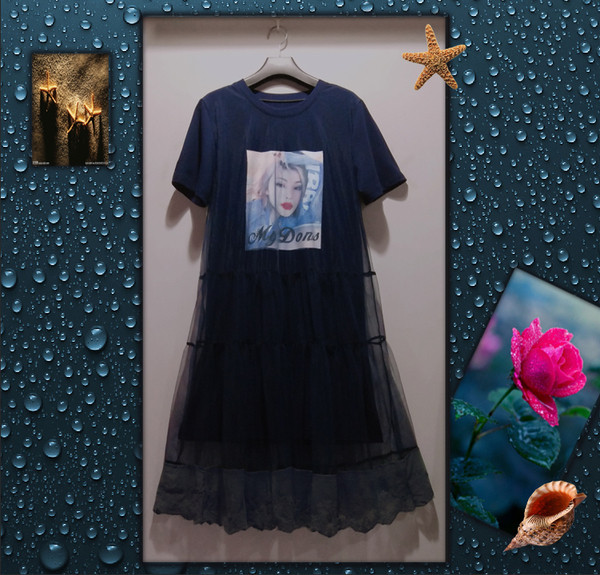 Alkalmi női ruha rátéttel és tüllel, három színben