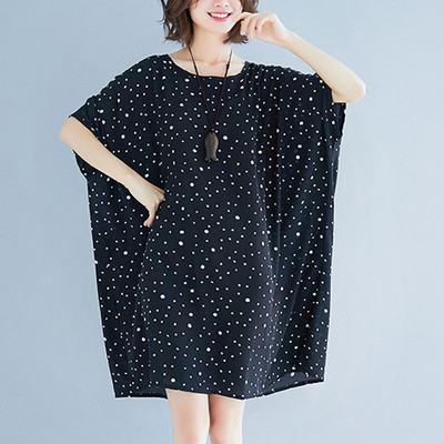 Ежедневна дамска рокля  широк модел в черен цвят 