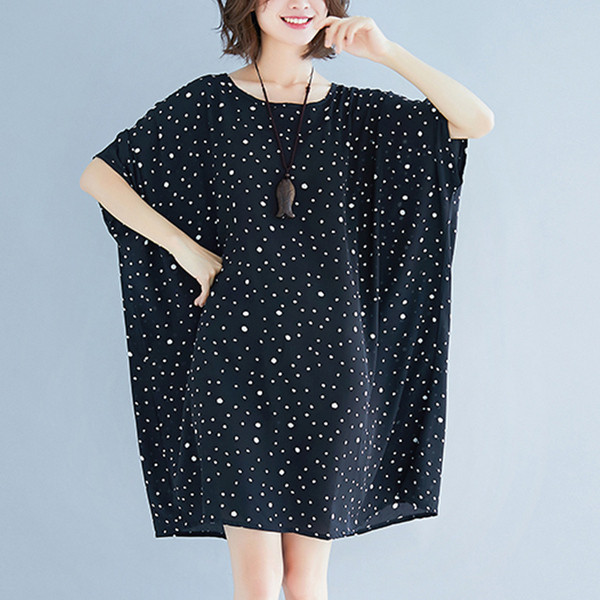 Ежедневна дамска рокля  широк модел в черен цвят 