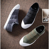 Мъжки платнени кецове с гумена подметка в черен,сив и зелен цвят