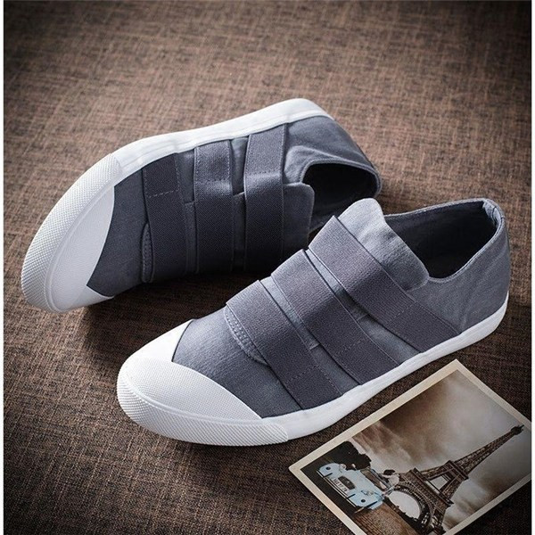 Мъжки платнени кецове с гумена подметка в черен,сив и зелен цвят