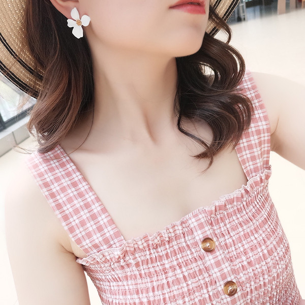 Cercei moderni de dama in forma de floare-trei culori