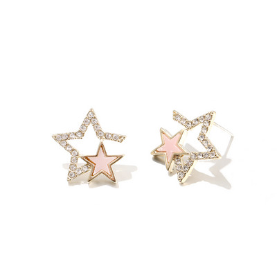 Cercei de dama actuali in doua culori cu pietre decorative