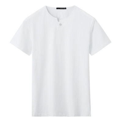 Мъжка ежедневна тениска с V - образна яка с копчета и къс ръкав