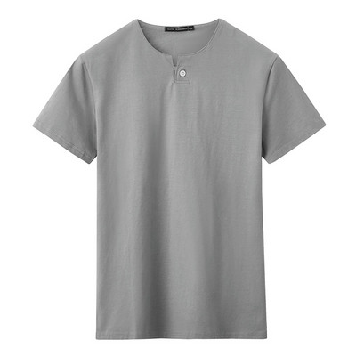 Мъжка ежедневна тениска с V - образна яка с копчета и къс ръкав