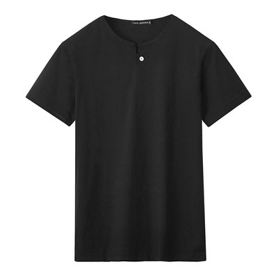 Мъжка ежедневна тениска с V - образна яка с копчета и къс ръкав