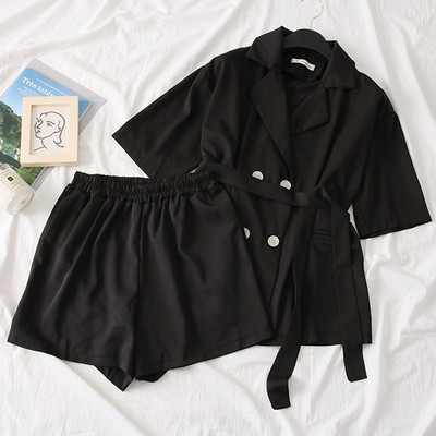 Стилен дамски комплект в пет цвята с копчета