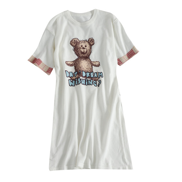 Ежедневна дамска рокля с апликация в бял и черен цвят