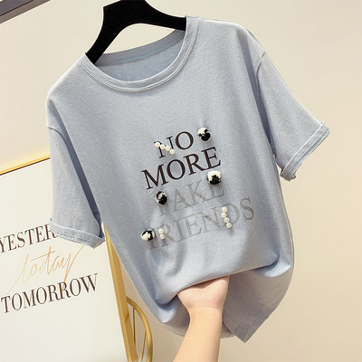 Дамска тениска с надпис и 3D  елемент