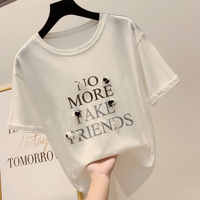 Дамска тениска с надпис и 3D  елемент