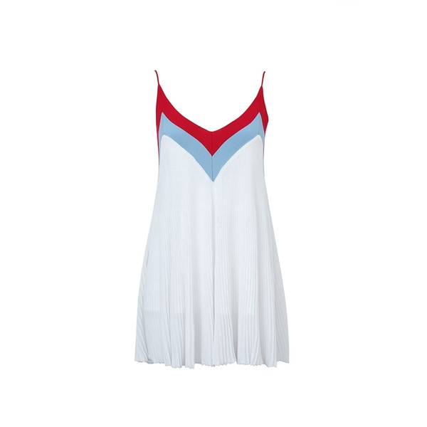 Дамска къса рокля с презрамки в бял цвят