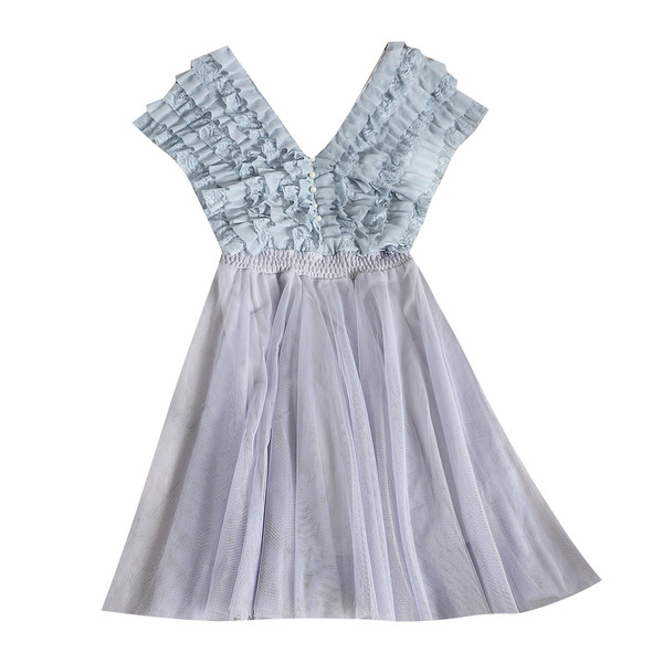 Модерна дамска рокля с V-образно деколте и перли в три цвята