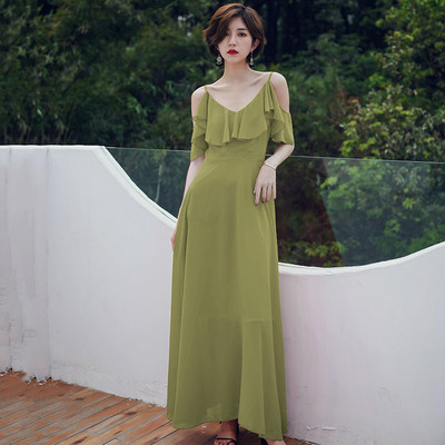 Ежедневна дамска разкроена рокля с V - образно деколте и презрамки в няколко цвята