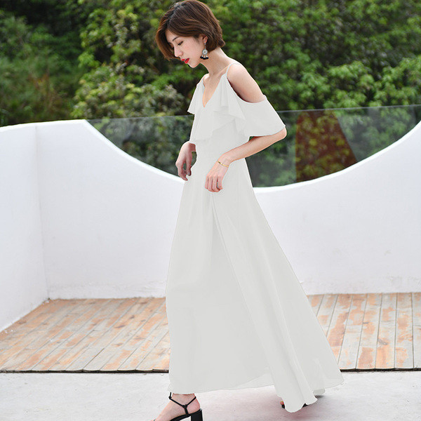 Ежедневна дамска разкроена рокля с V - образно деколте и презрамки в няколко цвята