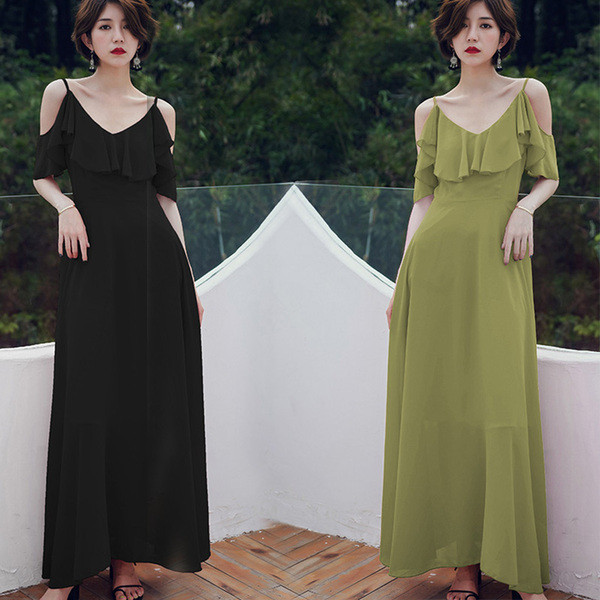 Ежедневна дамска разкроена рокля с V - образно деколте и презрамки в няколко цвята