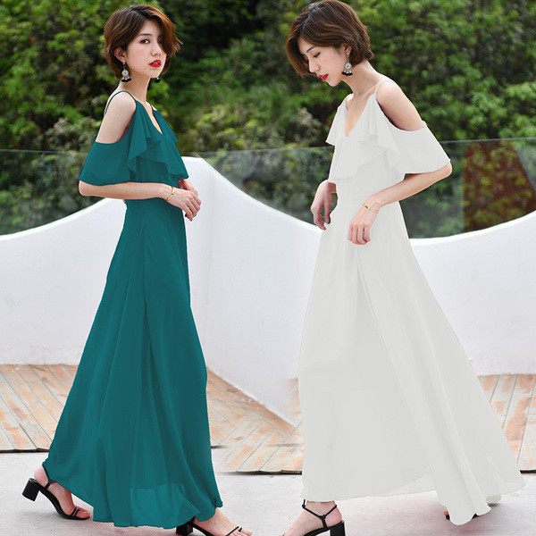 Ежедневна дамска разкроена рокля с V - образно деколте и презрамки в няколко цвята