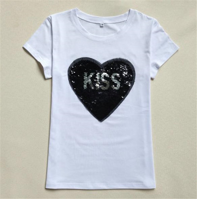 Модерна дамска блуза с апликация и пайети в бял и черен цвят