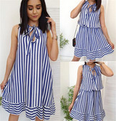 НОВО Дамска раирана рокля широк модел