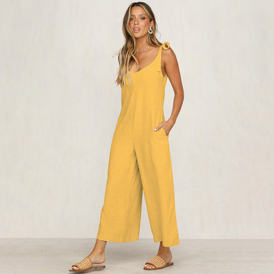 Ежедневен дамски гащеризон с V-образно деколте в четири цвята