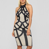 Елегантна дамска рокля с голи рамене и камъни