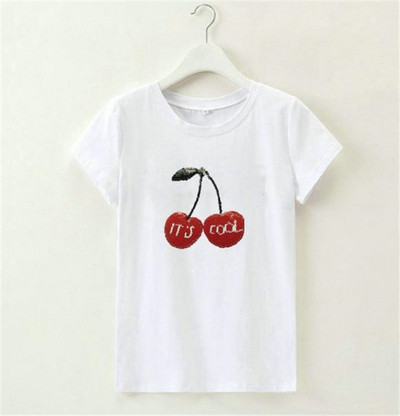 Модерна дамска блуза с апликация и надпис в бял и черен цвят