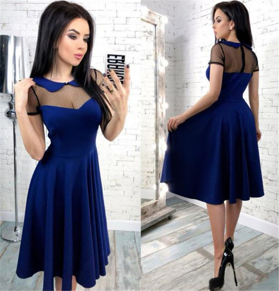 Модерна дамска рокля с къс ръкав и тюл в розов цвят