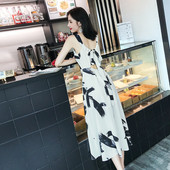 Дамска ежедневна бяла рокля с V-образно деколте и презрамки