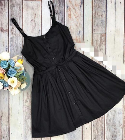 Ежедневна дамска рокля  с копчета разкроен модел 