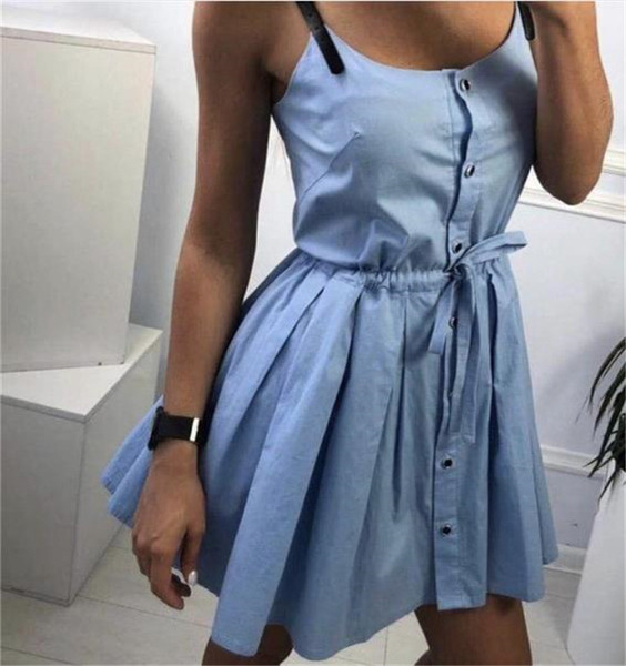 Ежедневна дамска рокля  с копчета разкроен модел 