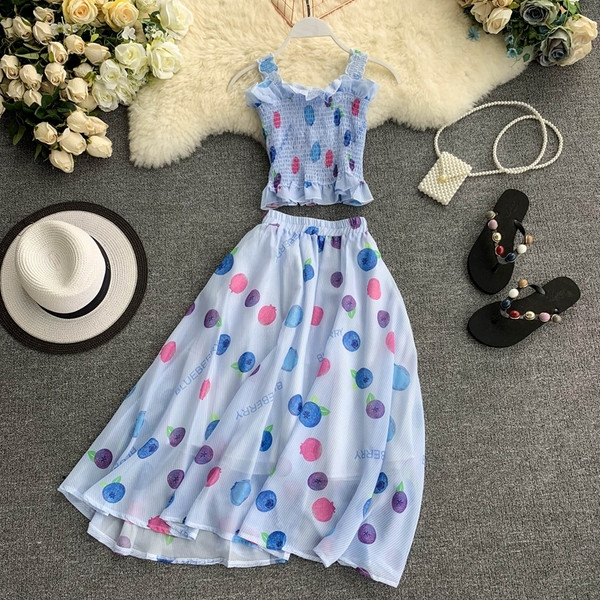 Модерен дамски комплект от две части -пола и потник 