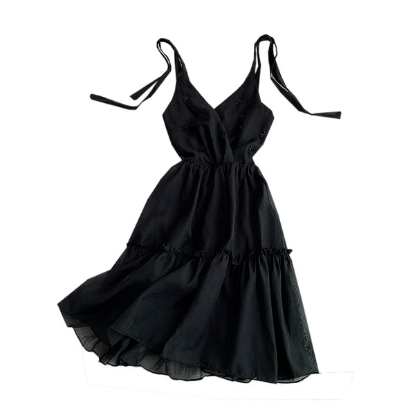 ХИТ Стилна дамска рокля с V-образно деколте и декоративни перли в три цвята 