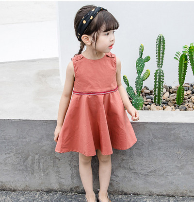 Актуална детска рокля с О-образно деколте в два цвята 