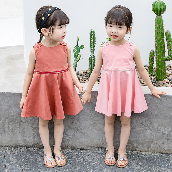 Актуална детска рокля с О-образно деколте в два цвята 