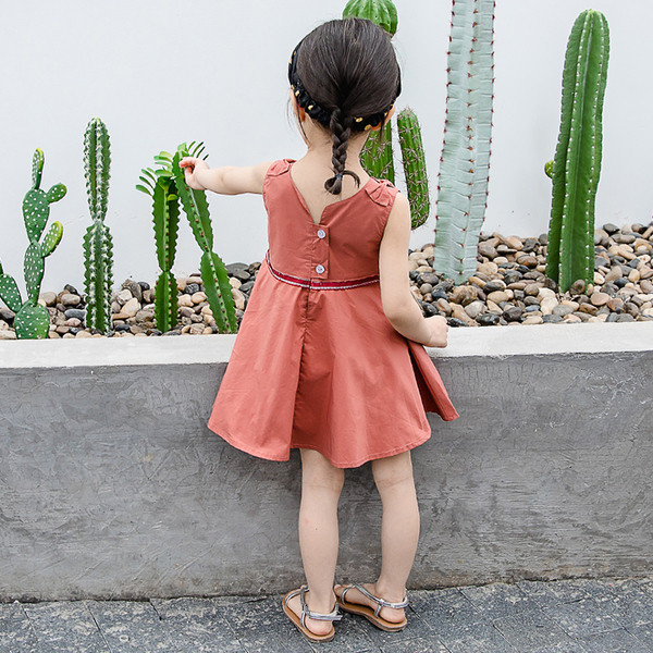 Актуална детска рокля с О-образно деколте в два цвята 