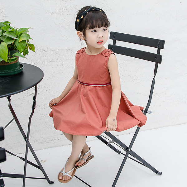 Актуална детска рокля с О-образно деколте в два цвята 