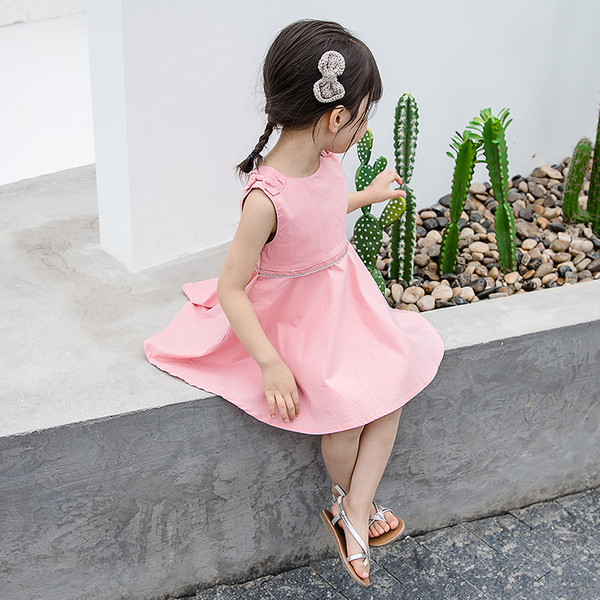 Актуална детска рокля с О-образно деколте в два цвята 