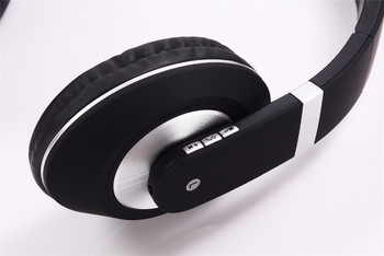 Стерео bluetooth слушалки модел SY-BT1609 сгъваеми с опция за AUX режим - черни със сребристо