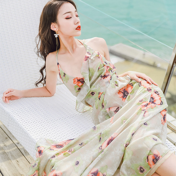 Καθημερινό φόρεμα  σιφόν με floral print