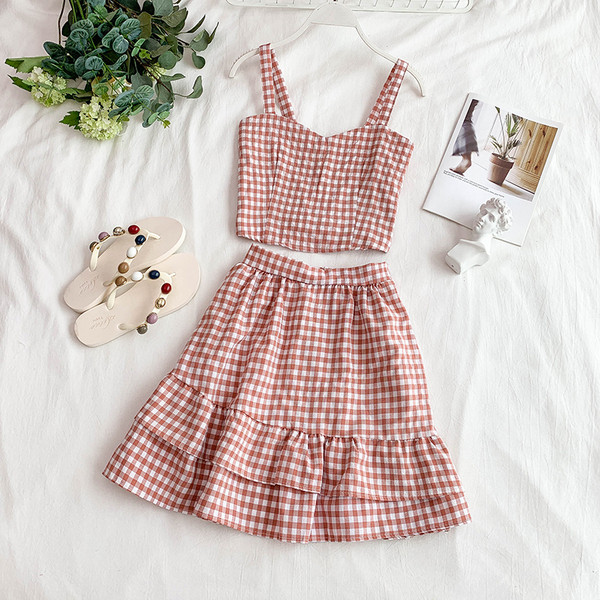 Летен дамски комплект от две части пола и пола 