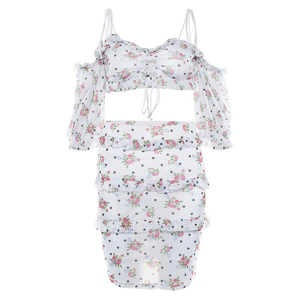 Дамски летен комплект от две части пола и бюстие 