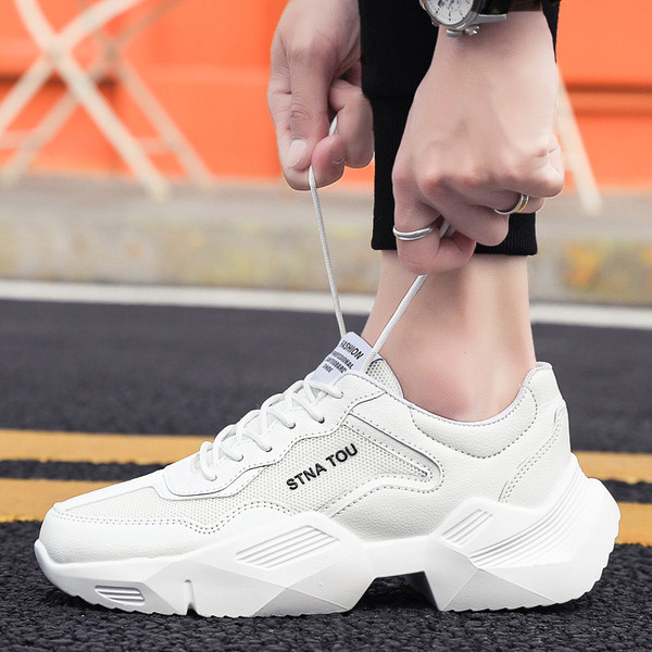 Модерни мъжки  маратонки с дебела подметка в три цвята 